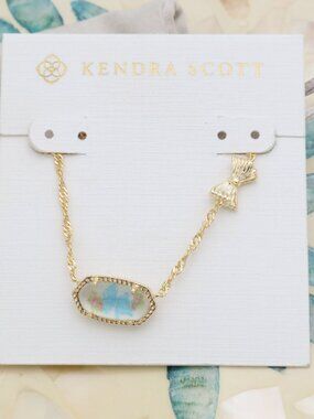Kendra Scott Elisa Bow Necklace Gold Pastel Blue Rosa Beaux